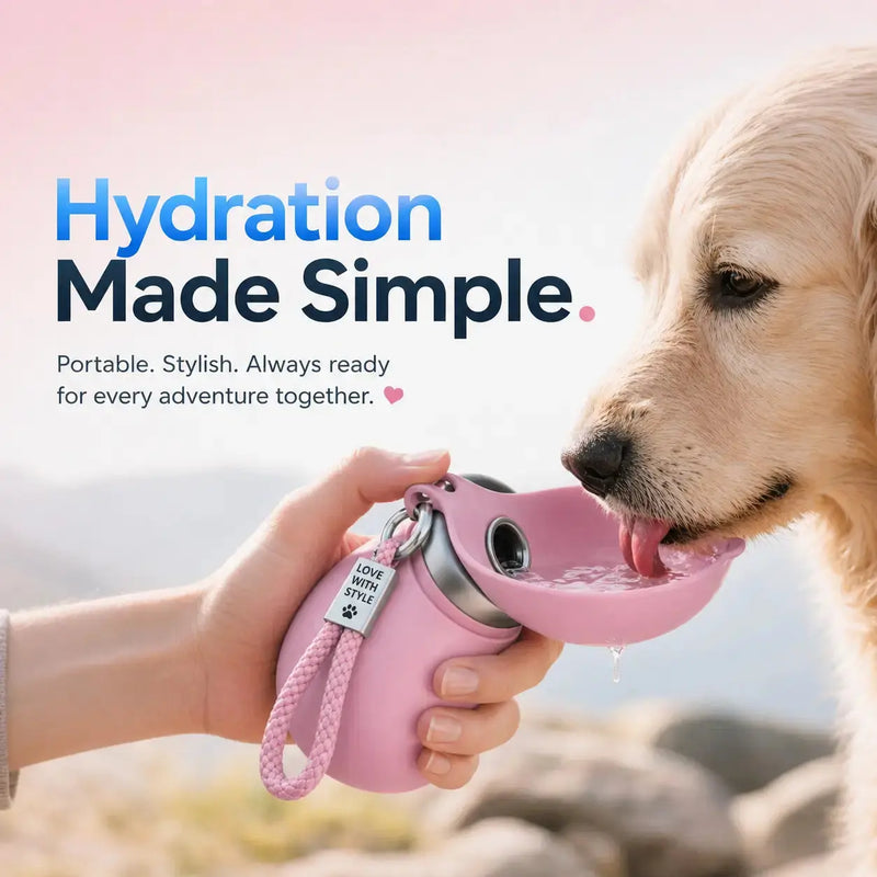 2-in-1 Portable Dog Water Bottle with Foldable Bowl