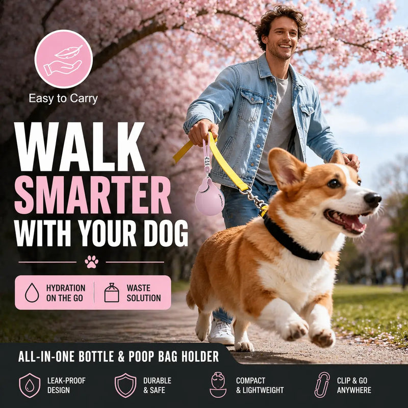 2-in-1 Portable Dog Water Bottle with Foldable Bowl | Leak-Proof Travel Pet Water Dispenser