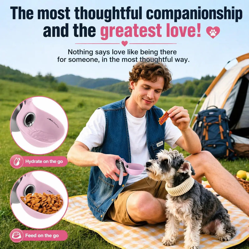 2-in-1 Portable Dog Water Bottle with Foldable Bowl | Leak-Proof Travel Pet Water Dispenser